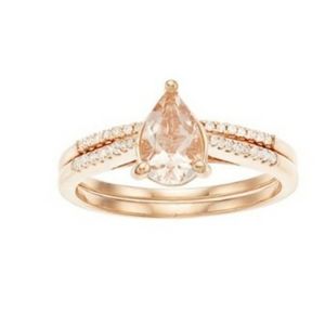 Rose Gold Morganite Wedding Set